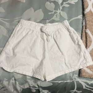 Cat & Jack girls 10/12 large White Eyelet High-Waist Shorts